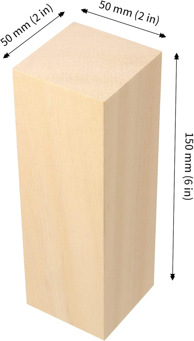 JAPCHET 12 Pieces 6 x 2 x 2 Inch Basswood Carving Blocks, Natural Unfinished Blocks for Carving, Crafting and Whittling