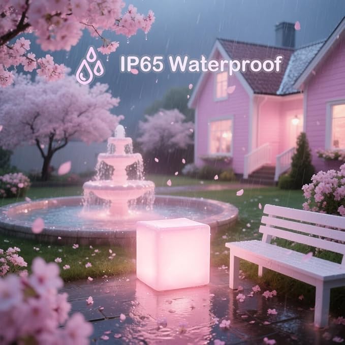 16-inch LED Cube Light, Rechargeable Cube Light Table w/Remote, 16 Colors Dimmable Glow Lamp Chair, Waterproof Glowing LED Furniture Side Seat Mood Lighting for Home Party Patio Decor