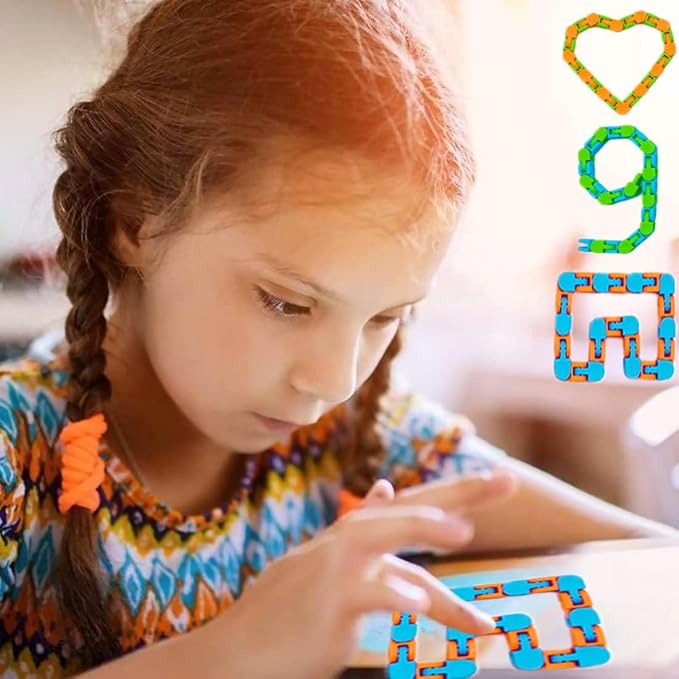 60 Pcs Wacky Tracks Snap Click Toys for Party Favors, Snake Puzzles Fidget Bulk Toys for School Classroom Prize, Goodie Bag Stocking Stuffers, Christmas Easter Thanksgiving Gifts for Kids Students