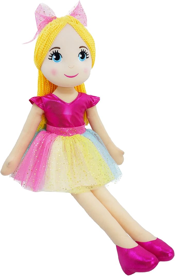 June Garden 30" XL Ballerina Princess Polina - Stuffed Plush Life Size Soft Doll - Pink Outfit - Gift for Toddlers and Little Girls