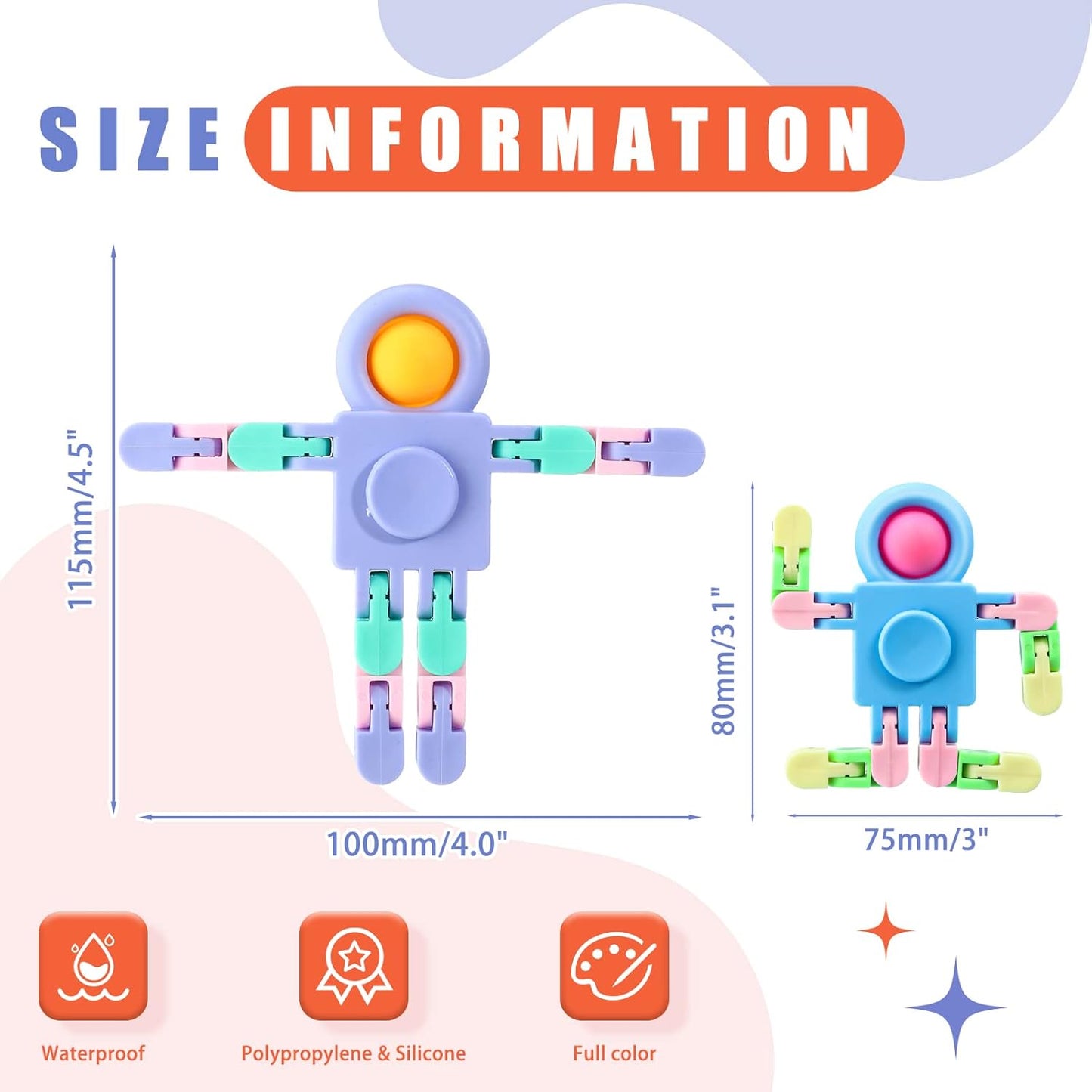 Hanaive 8 Pcs Robot Fidget Spinners Transformable Fingertip Gyro Chain Toy Fidget Sensory Toys Deformable DIY Stress Relief Fidget Toy Adults Pinata Goodie Bag Birthday School Gift