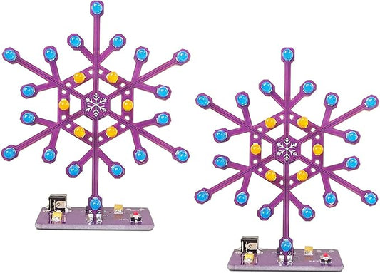 Soldering Practice Kit Snowflake Shaped LED Project Kit for School and Home Teaching Learning Electronic, Ideal Gift for Family and Friends, 2-Pack, 2-pack Snowflake Kit
