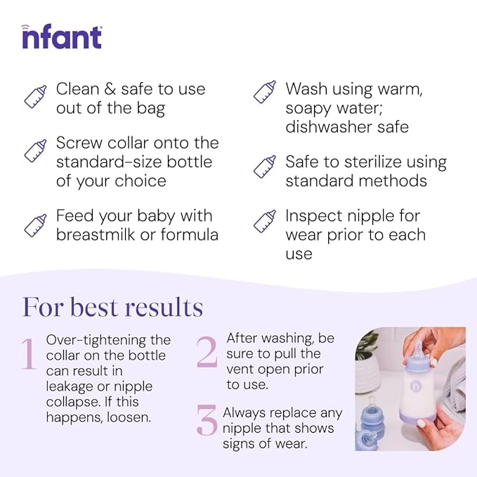 nfant | Standard Flow Nipple, White (9ml/min), 4-Pack