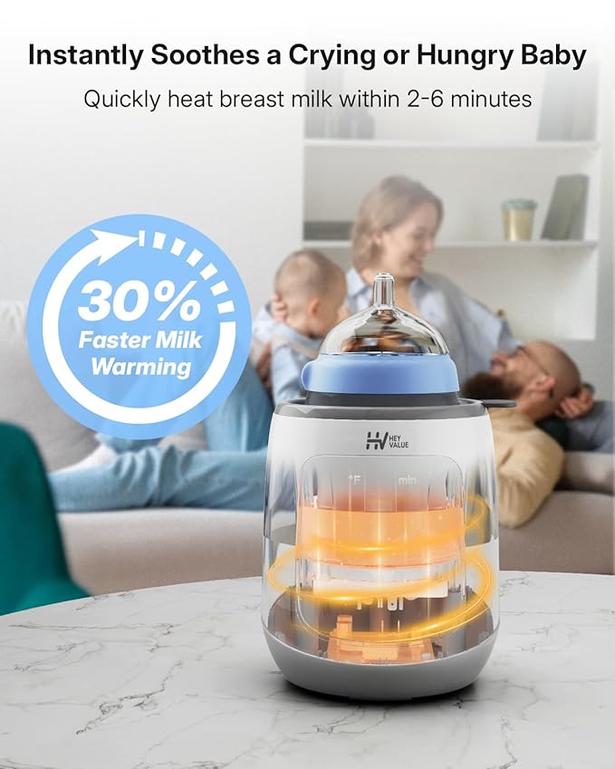 HEYVALUE Bottle Warmer, 10-in-1 Fast Baby Bottle Warmer for Breastmilk, BPA-Free Milk Warmer with IMD LED Display, Smart Temperature Control, Thaw, Keep Warm, Steaming, Food Heating, Timer