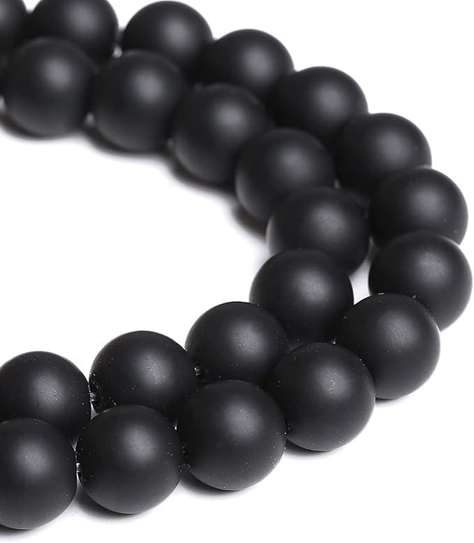 10MM 38PCS Natural Stone Matte Black Agate Loose Beads for Jewelry Making DIY Bracelet Necklace