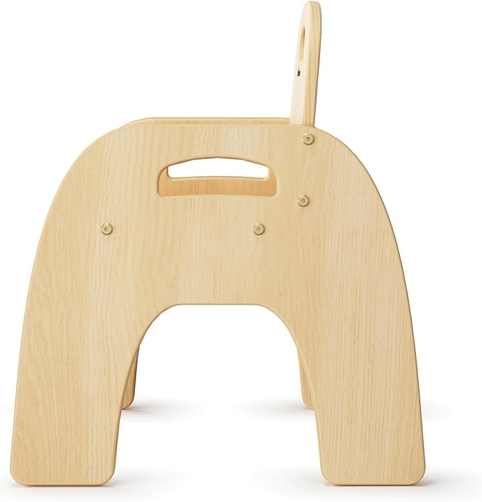 Foundations Simple Sitter Low Wood Feeding Chairs Multipack, Wide No-Tip Base, Adjustable Safety Harness, Stackable Wood Toddler Chairs with Food Service Grade Finish, 2 Pack (11 inch)