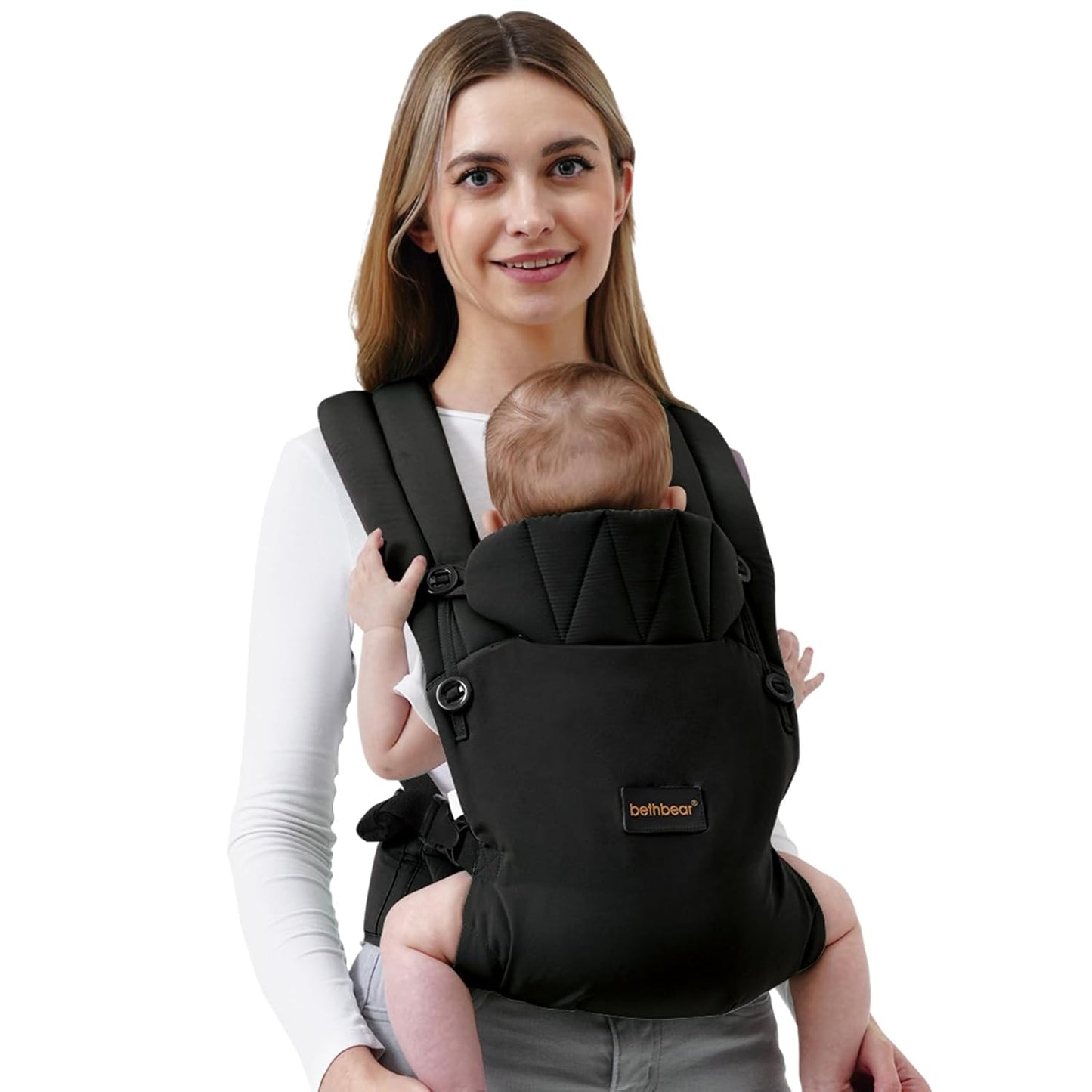Baby Carrier Newborn to Toddler 7-45 lbs with Natural Material, Ergonomic Design,Versatile and Adjustable,Hands Free for Moms&Dads,Black