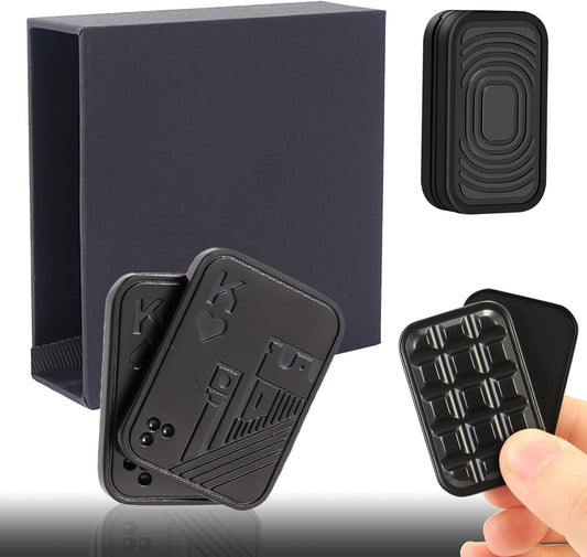 Fidget Slider 3 Pack, Magnetic Metal Fidget Toys Haptic Poker Card, EDC Fidget Toys for Adults,Relieve Stress Anxiety ADHD (Black)