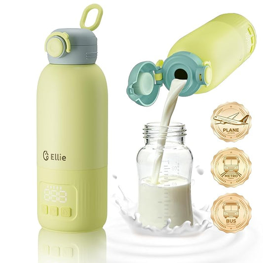 Ellie Portable Bottle Warmer for Travel, w/Reliable Warming, Extended Battery Life, Fast Heating of Breast Milk & Formula, 15 oz Large Capacity, Baby Bottle Warmer On The Go for Car & Airplane