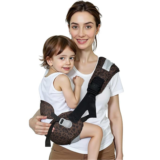 Baby Carrier Newborn to Toddler-Adjustable Baby Sling Carrier,Toddler Carrier for 25-60lbs,Comfortable Baby Sling for Hands-Free Carrying (Dark Brown Leopard Print)