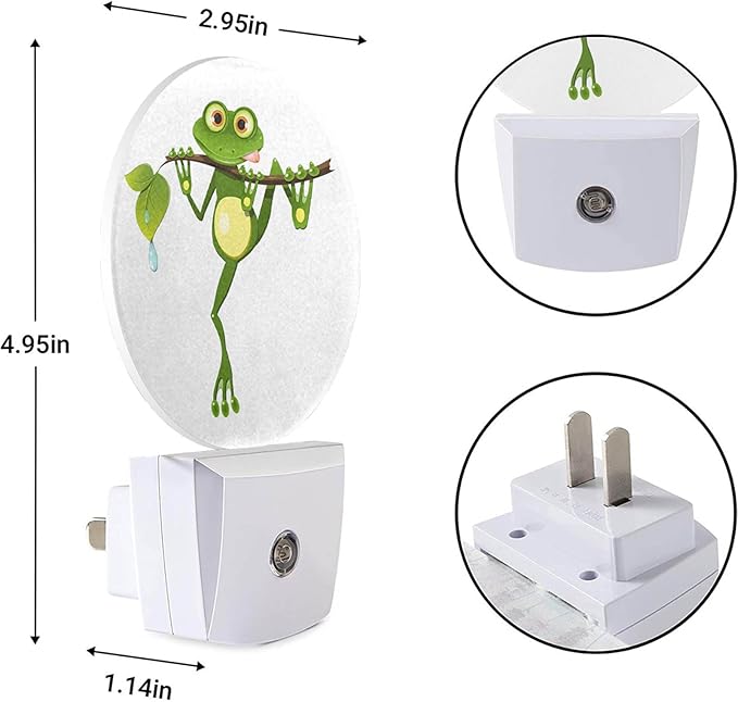 EKOBLA Frog Night Lights Plug into Wall Frog Holding Green Leaf Fun Plug-in Nightlights Home Auto Sensor LED Dusk to Dawn Light for Bedroom Bathroom Kitchen Corridor