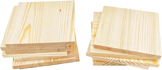 12PCS Unfinished Wood Square Blocks for Crafts, 4x4x0.3in Blank Wooden Squares Pine Wood Boards for Carving,DIY Wood Coasters,Painting & Burning