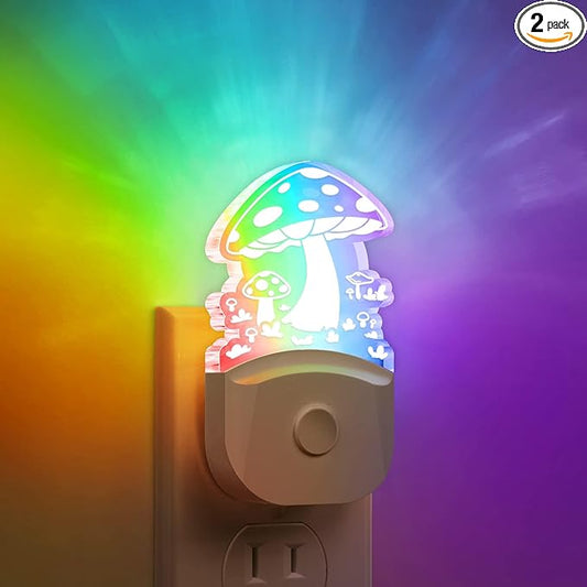 Mushroom Night Light [2 Pack], Plug in Lamp, 8 Color Changing LED Night Lights for Adults Kids Baby Children NightLight Wall Mushroom Decor Lamp for Bedroom Bathroom,Toilet,Stairs,Kitchen,Hallway