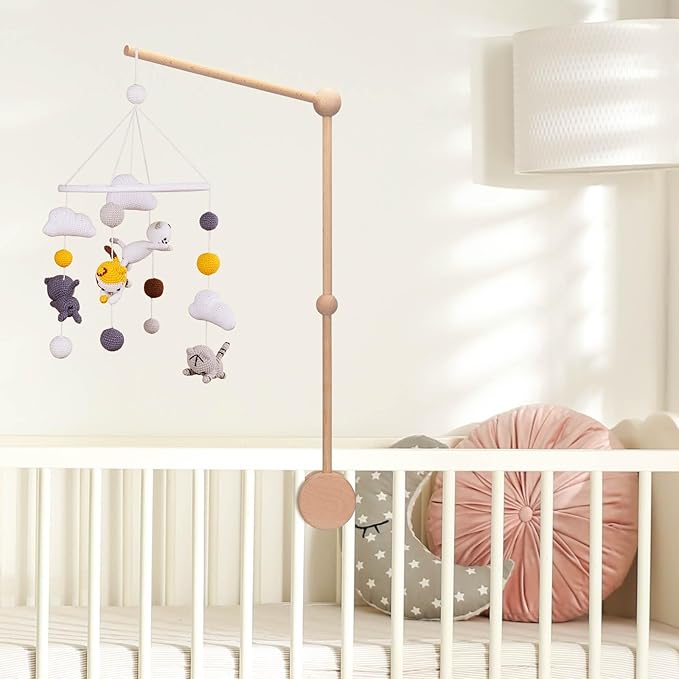 Baby Crib Mobile Arm,VKP Wooden Mobile Arm for Crib Mobile Hanger for Crib Baby Girl Nursery Decor (Wood)