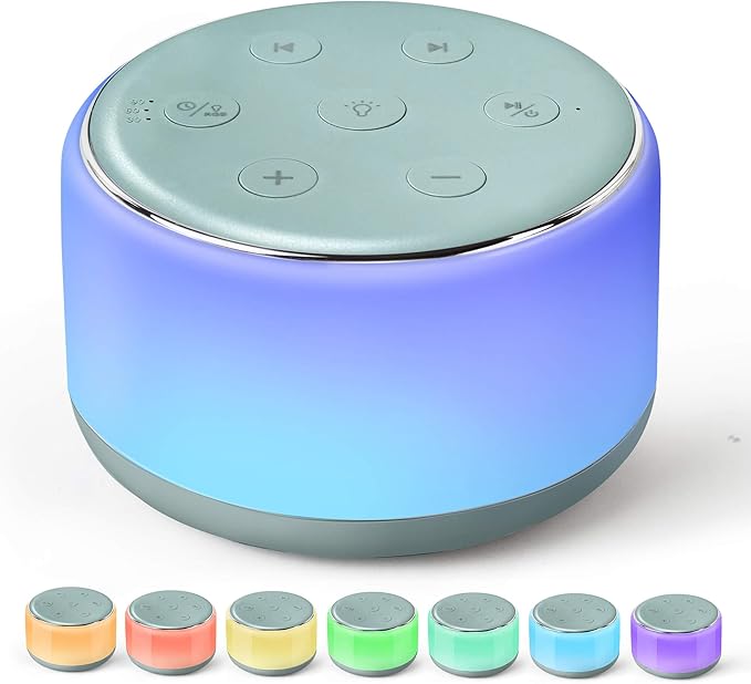 FamiSym White Noise Sound Machine Baby for Sleeping with Night Light – 34 Soothing Sounds, Rechargeable White Noise Machine for Kids Adults Sleep, Portable Lullaby Machine Baby Soother (Slate)