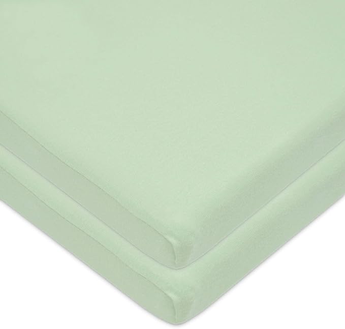 American Baby Company 2 Pack 100% Cotton Knit Fitted 18" x 36" Cradle/Bassinet Sheet - Compatible with Mika Micky Bassinet, Celery, Soft Breathable, for Boys and Girls