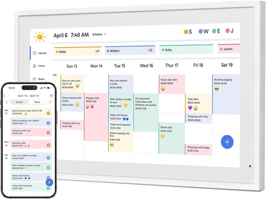 Dragon Touch 21.5" Digital Calendar Chore Chart – 1080P Full HD Interactive Touchscreen, Smart Family Planner, Hearth Display Digital Calendar Wall & Desk Mountable for Seamless Scheduling