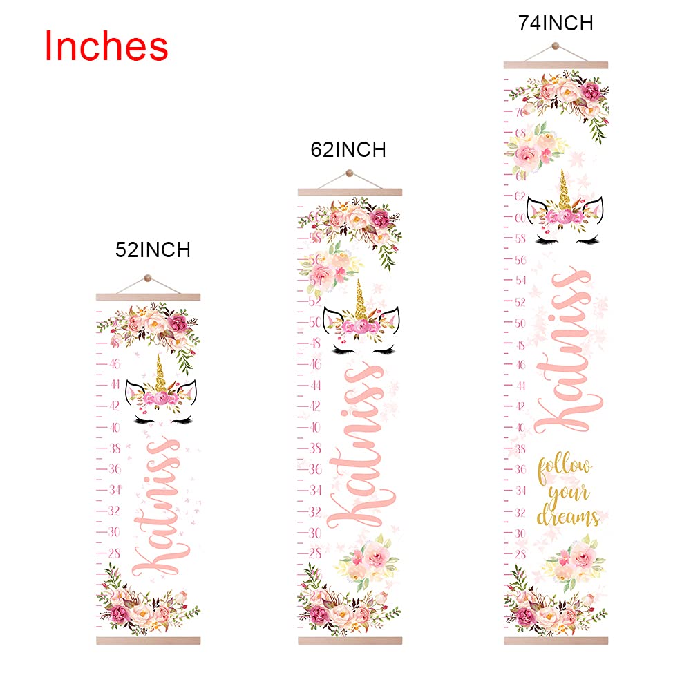 Personalized Kids Height Chart - Canvas Growth Ruler for Boys and Girls - Custom Name Banner with Removable Nursery Wall Decor - Gift for Kid’s Room Decoration