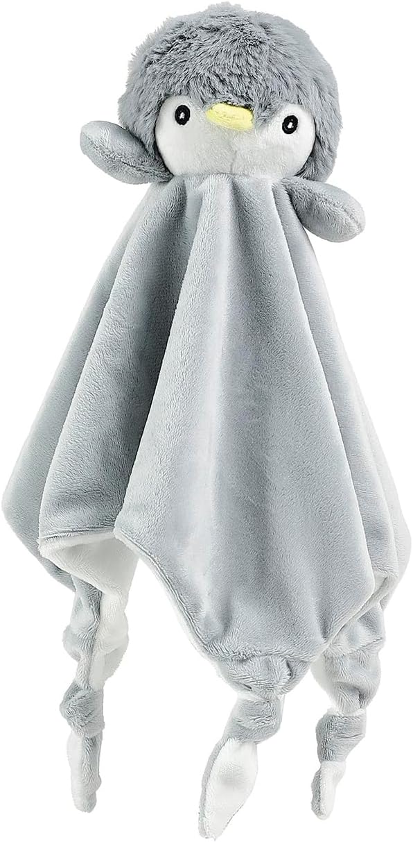 CREVENT Cozy Plush Baby Security Blanket, Loveys for Baby Girls and Boys, Birthday (Zebra + Penguin)