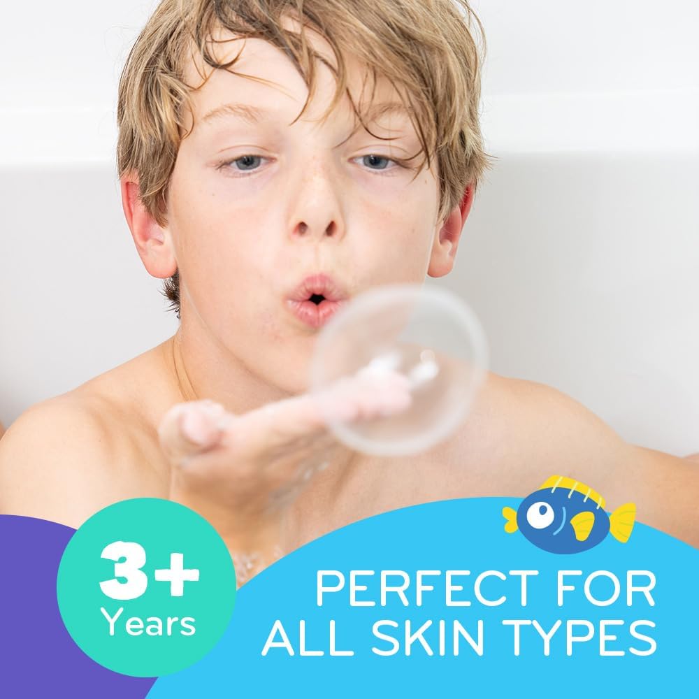 Mobi Little Whale Bubble Bath, Tropical Fruity Raspberry Scent Kids Body Wash, Gentle Moisturizing Tub Foam for All Skin Type, GMO-Free, Stain-Free, Fun Pink Color, 8 fl oz