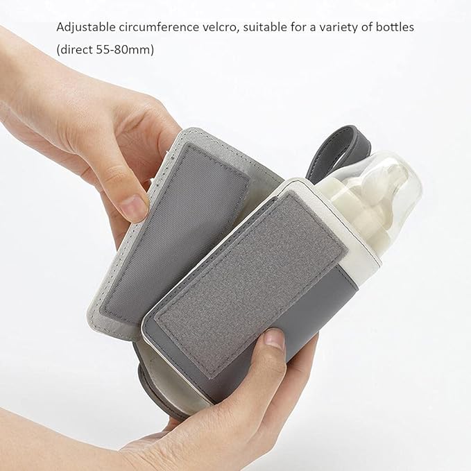 FTVOGUE Bottle Warmer Bag 3 Temperature Adjustable Portable Baby Bottle Warmer for Connecting to Mobile Power (Black #40)