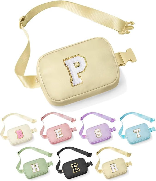 YOOLIFE Gifts for Girls - 5 6 7 8 9 10 11 12 13 14 15 16 Year Old Girls Birthday Gifts for Teen Girls, Preppy Stuff for Teen Girls Teenage Girl Gifts, Khaki Initial Crossbody Bag Belt Bag P