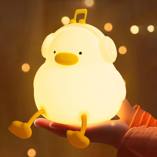 Duck Night Light, Squishy Silicone Nightlight for Baby Nursery with 30 Minutes Timer, Cute Duck Lamp Rechargeable Bedside Lamp with Touch Control for Kids Boys Girls Bedrooms, Living Room