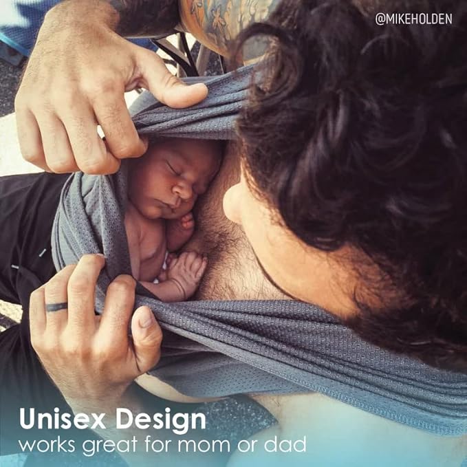 Breeze Baby K'tan Baby Carrier, #1 Easy Pre-Wrapped Baby Sling Gift | Breathable 100% Cotton Mesh | Hands Free Wrap for Infants | No Rings Or Buckles | Charcoal | Medium