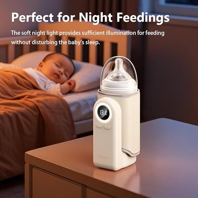 Portable Baby Bottle Warmer 4-in-1 Fast Heating Baby Milk Warmer for Breastmilk or Formula with Heating Warm Milk Constant and Warm Water Function (White)