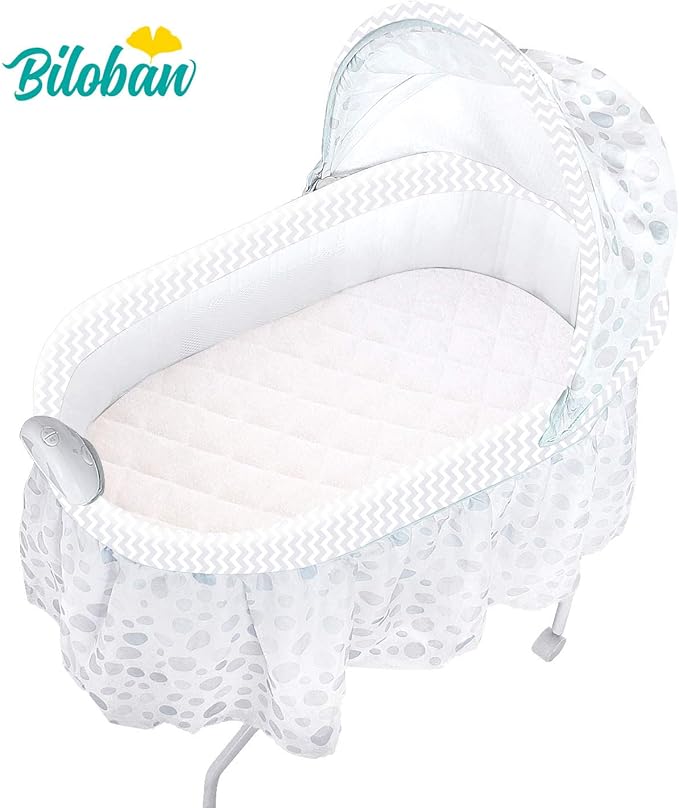 Waterproof Bassinet Mattress Pad Cover Compatible with Delta Children Sweet Dream Bassinet & Beberoad Love Baby Travel Bassinet, 2 Pack, Ultra Soft Surface, Breathable and Easy Care