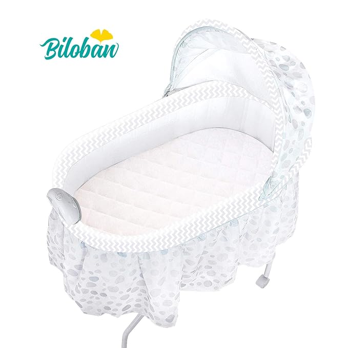 Bassinet Mattress Protector Fits 12" x 27" Moses Basket and Silver Cross Stroller Bassinet Mattress, Ultra Soft Waterproof and Breathable, 2 Pack, Washer & Dryer