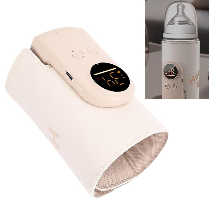 Baby Bottle Warmer, 13cm / 5.1inConstant Temperature USB Rechargeable Portable Bottle Warmer Insulated Sleeve Digital Display Holder for Travel Outdoor Camping