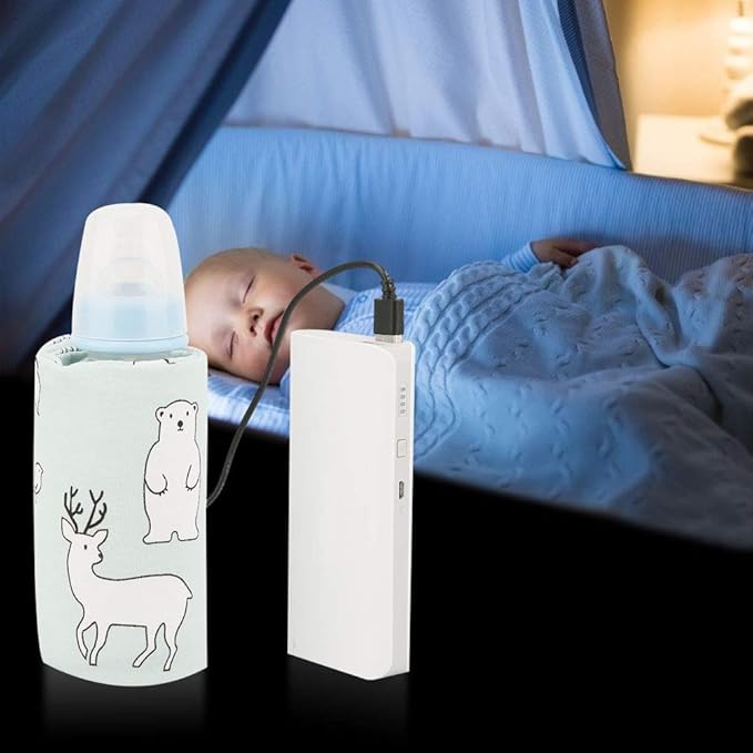 USB Baby Feeding Bottle Warmer Portable Cartoon Milk Bottle Travel Heater Portable Milk Bottle Heating Warmer for Home Outdoors Travel(Bear)