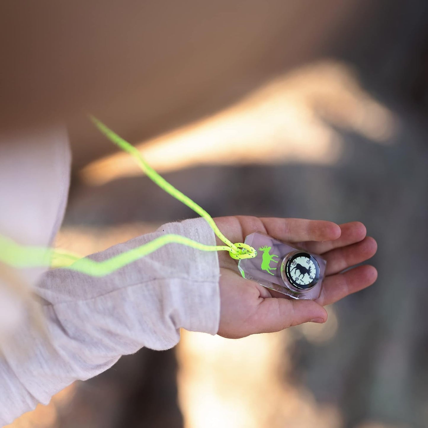 Big Discoveries Wildlife Compass for Kids - Children's Compasses for Camping, Hiking, and Exploring | Break-Away Neon Lanyard