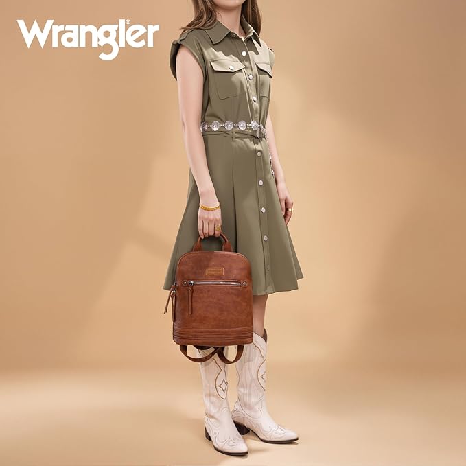 Montana West Wrangler Backpack Purse for Women Medium Ladies Bookbag Travel Daypacks Bags Brown Purse