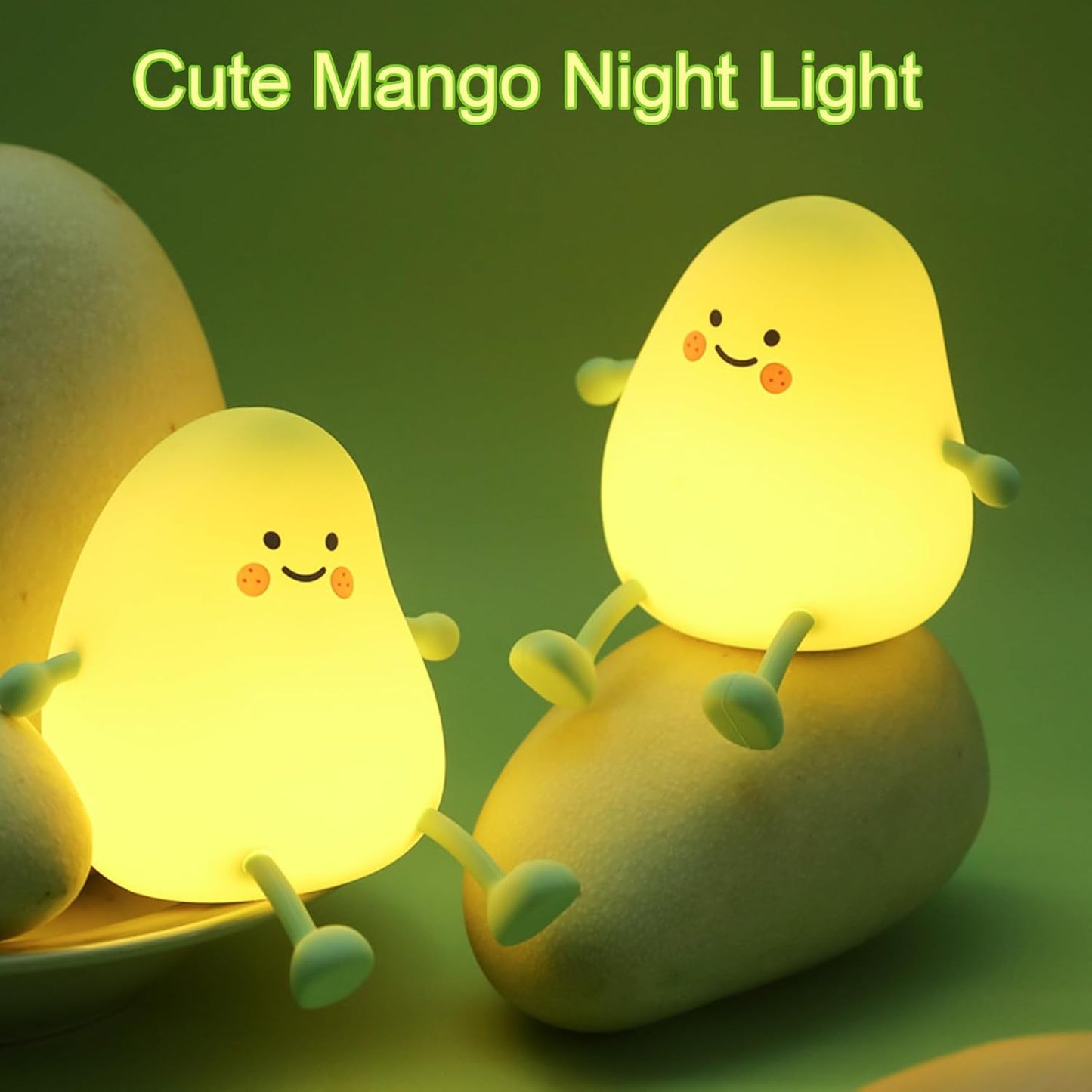 Cute Night Light for Kids, Mango Sleep Lamp Warm Light Bedroom Decor Kids Night Light, Silicone Nightlight Baby Nursery Night Lights, Birthday Christmas Gift
