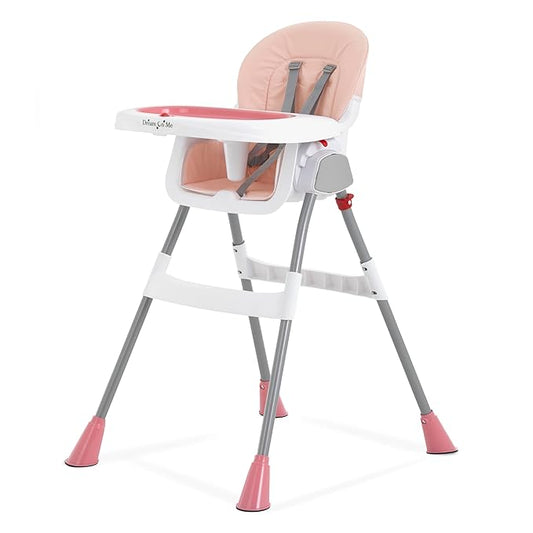 Dream On Me Portable 2-in-1 Tabletalk High Chair in Pink, Three Adjustable Height Settings, Lightweight Portable High Chair, Easy To Clean and Removable Tray