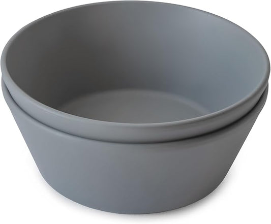 mushie Round Dinnerware Bowls for Kids | Made in Denmark, Set of 2 (Smoke)