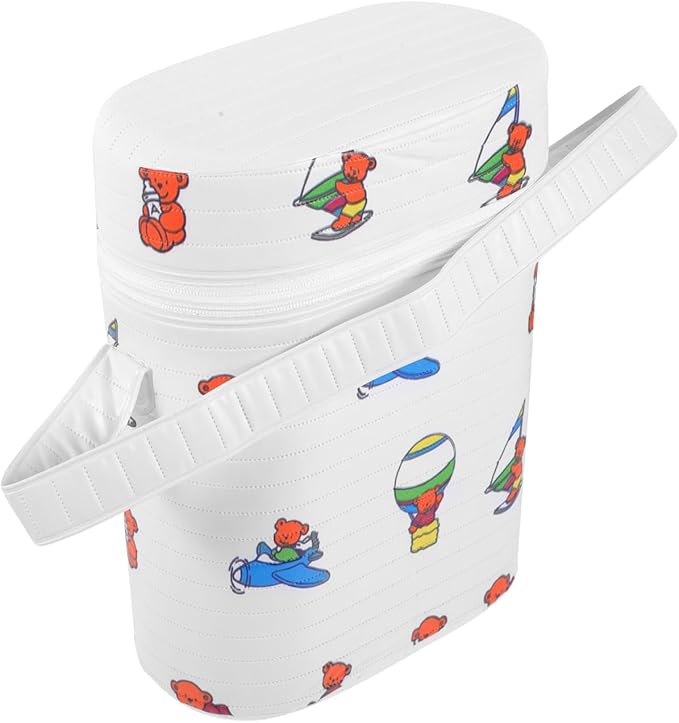 Portable Dual Compartment Insulated Water Warmer & Cooler Bag for Breastmilk, Travel Bottle Warmer with Cute Bear Design, 9.05 X 7.08 X 3.74 Inches, Pvc Material (random color)