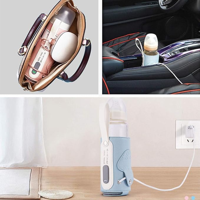 Portable Milk Warmer,Baby Bottle Warmer, USB Baby Bottle Warmer Portable Milk Travel Storage Insulation Thermostat(Blue), Baby Bottle Warmer for breastmilk car Baby Bottle Warmer Infant Feeding