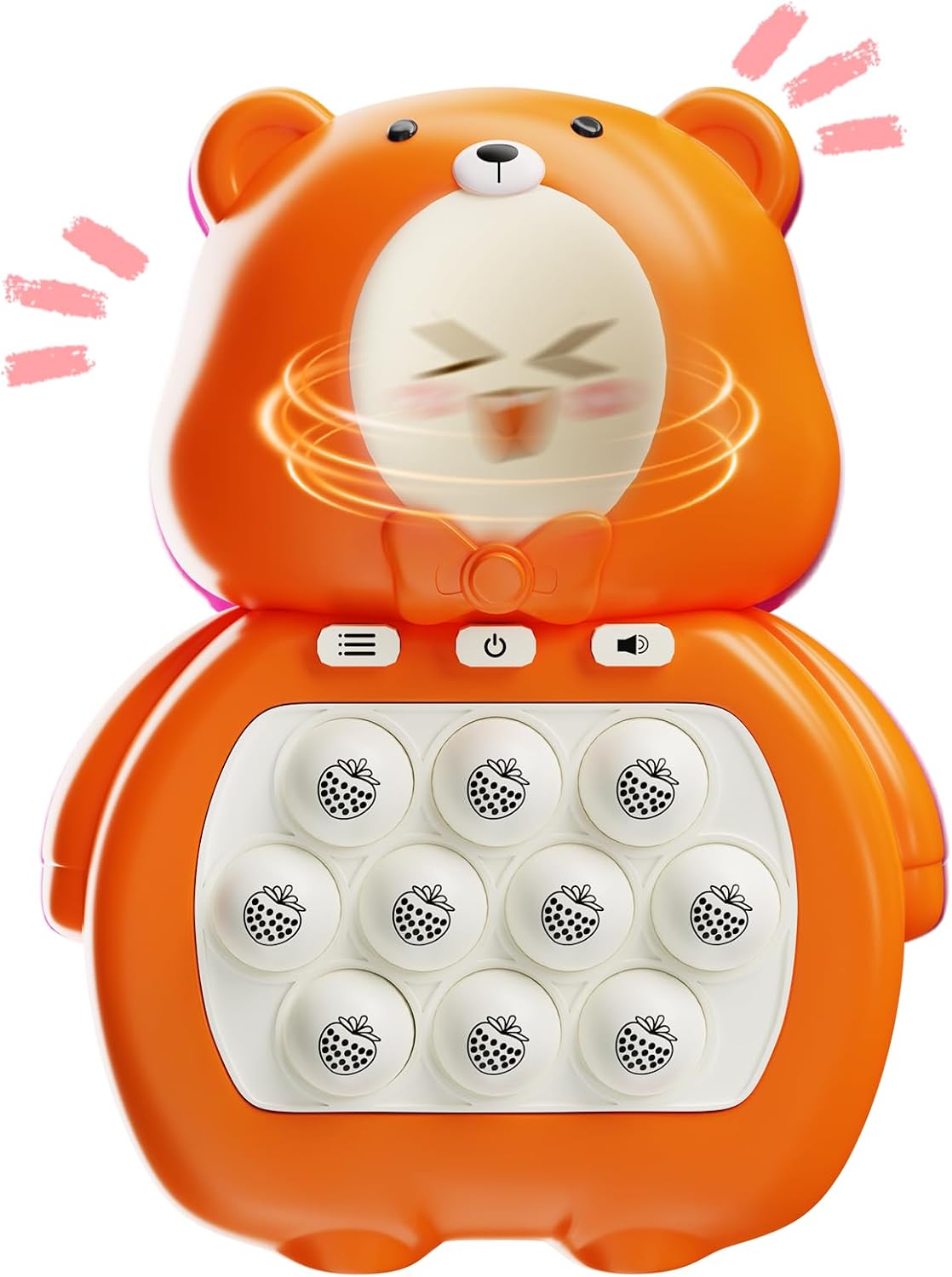 Fast Push Game, Light Up Pop Game Console, Handheld Game for Kids Age 6-12, Fast Push Bubble Game, Fidget Toys for Kids, Stress Relief Game for Kids and Adults, Birthday Gift (Orange Bear)