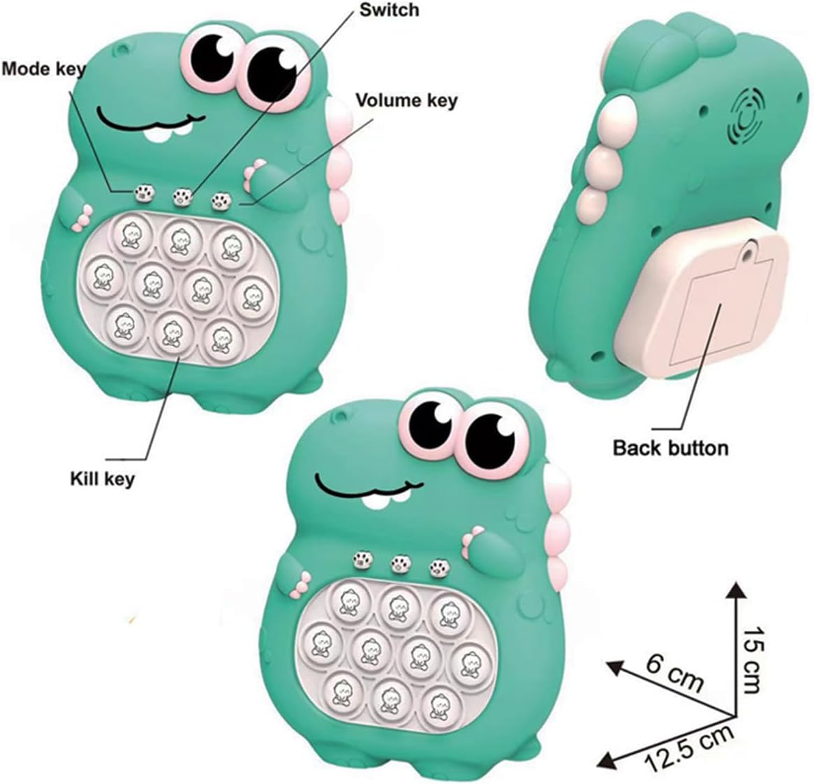 Puzzle Pop Light Up Game Fidget Travel Games / Upgrade Travel Sensory Fidget Toys Popular Handheld Games for Teenagers Anti Anxiety Autism Relief Birthday Party Gift(Green Dinosaur)