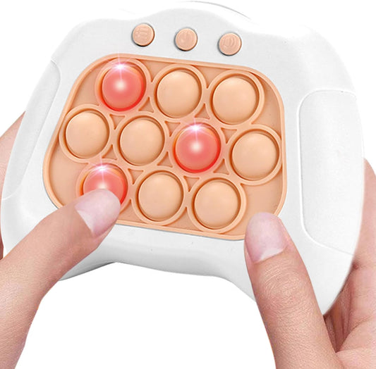 Pop Quick Push Game Console Light Up Sensory Fidget Toys Handheld Puzzle Popping Press Toy for Kids Adult White