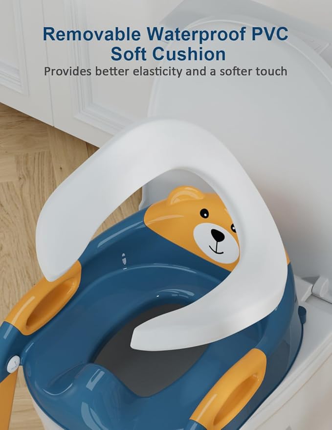 Potty Training Seat with Step Stool Ladder, Potty Training Toilet Seat with Soft Seat Splash Guard, Adjustable Height, 2 in 1 Potty Seats for Toddlers Kids Boys Girls