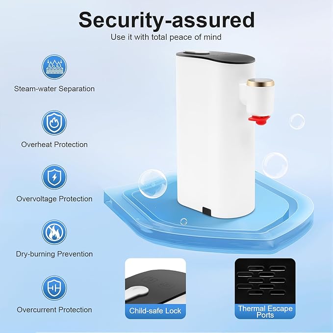 Instant Hot Water Dispenser, Mineral/Bottled Water Dispenser With Sturdy Faucet And Cover, 5 Temperatures Baby Bottle Warmer Formula Dispensers For Baby Formula, Hot Waters Kettle