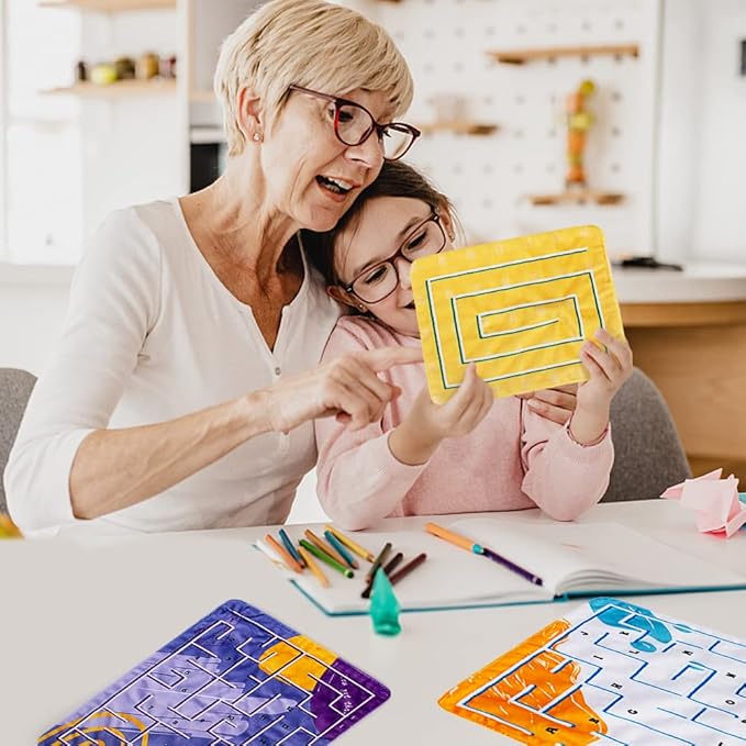 5 Pcs Marble Maze Mat Sensory Fidget Stress Relief Toys,Sensory Mat Anxiety Calming Toys,Tactile Sensory Toys for Kids Adults Teens Autism with Special Needs School Classroom Home Supplies,2 Sizes