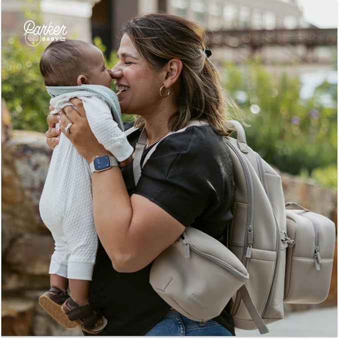 Parker Baby Drift Neoprene Backpack & Belt Bag | Roomy, Soft & Water Resistant | Travel Essentials w/Diaper Changing Pad | No-Bulk Design w/Adjustable Stroller Straps | Llama