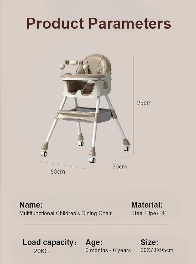 Nine point nine PU Leather High Chairs with Rocking Mode, High Chair for Babies and Toddlers, Adjustable and Easy to Fold Highchair, Highchairs with Double Tray (Grey)