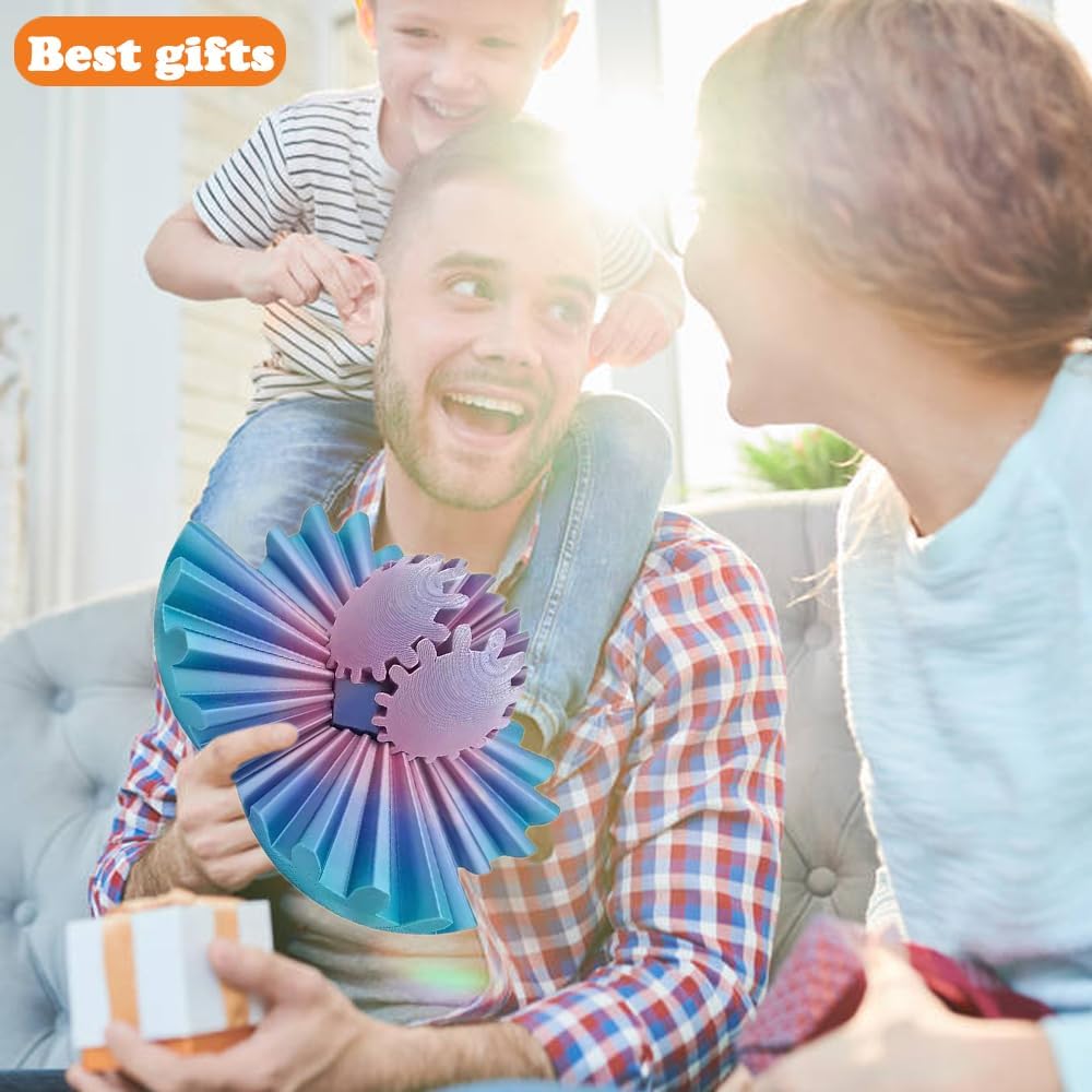 3D Printed Gear Ball, Gears phere Gear Ball Fidget Toy, Puzzle Balls, Fidget Ball, Cube Fidget Toy ,Gear Ball Toys for Classroom Prizes, Party Birthday, Anxiety Relaxing and Stress. (Pink and Cyan)