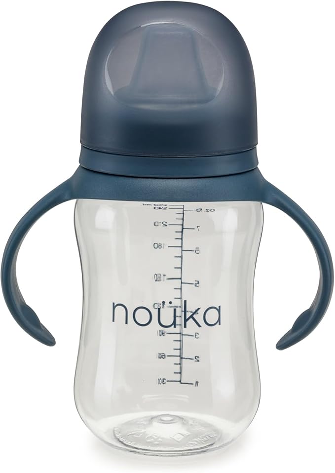 nouka Soft Spout Tritan Sippy Cup | Leak Proof and Easy Grip | Removable Handles | Deep Ocean